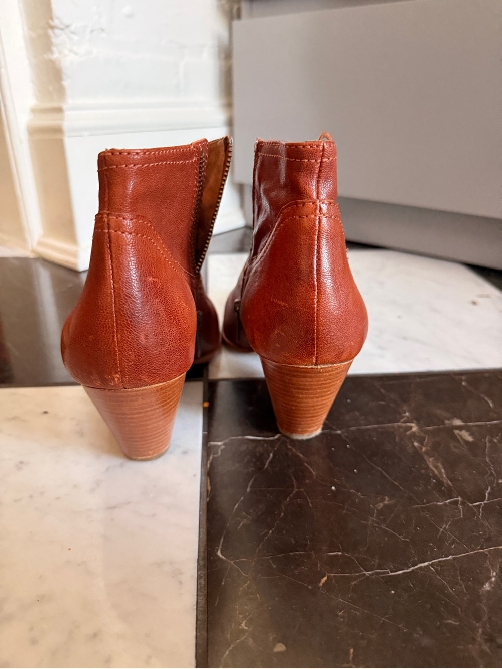 Frye Tobacco Brown/Tan Leather Ankle Booties Western - Picture 4 of 6